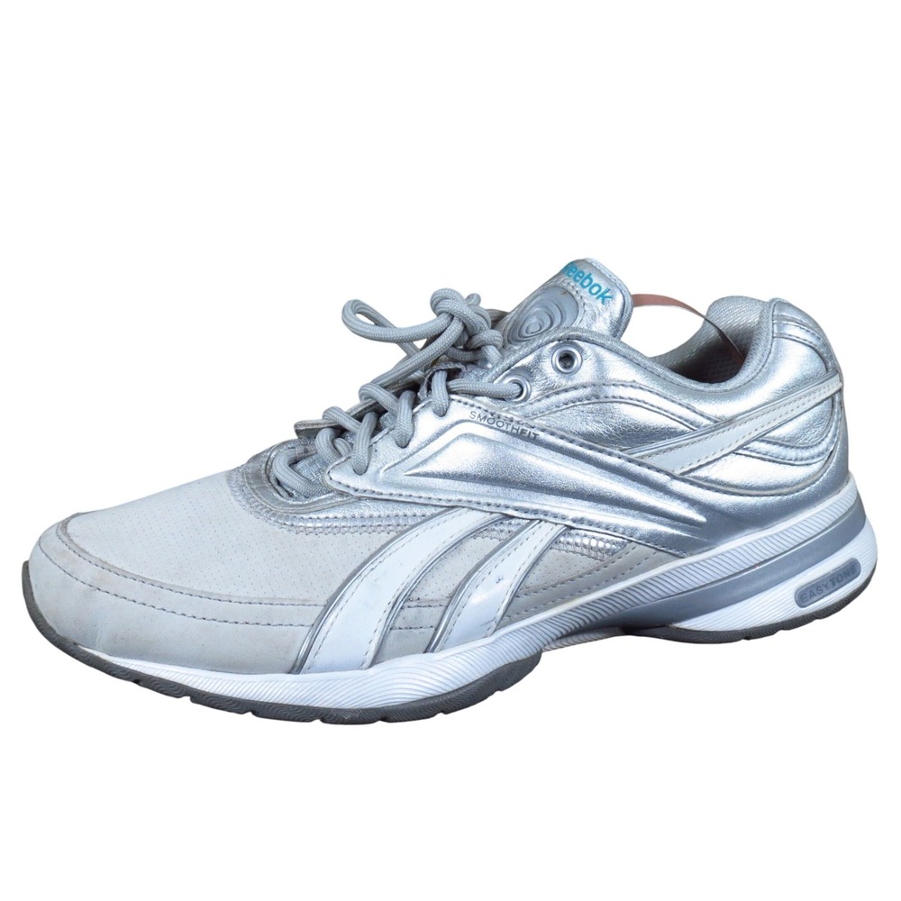 Reebok Easytone Smoothfit Women Athletic Walking Shoe Size 6.5 Silver Synthetic‎